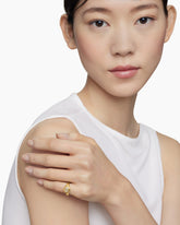 DY Initial Pinky Ring in 18K Yellow Gold with Diamond O, 9.8mm